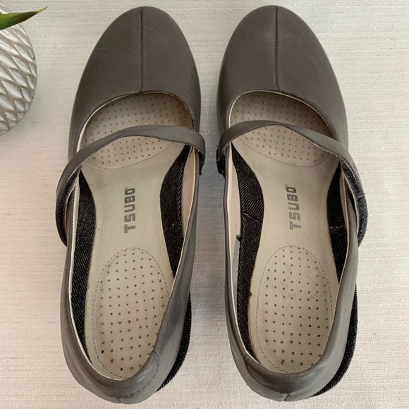Tsubo Acrea Gray Leather Mary Jane Slingback Denim Heels Woman’s 8.5 - Picture 9 of 12